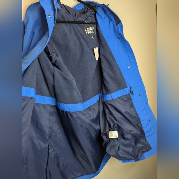 Lands End Womens Plus Size Blue Squall Hooded Waterproof Blue Raincoat Jacket 3X - Picture 3 of 12